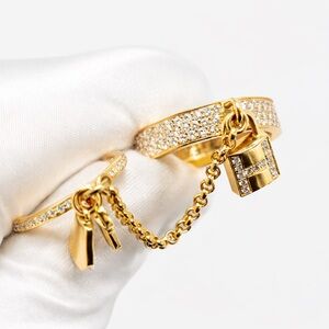 Elegant Gold Chain Ring with Lock Charm